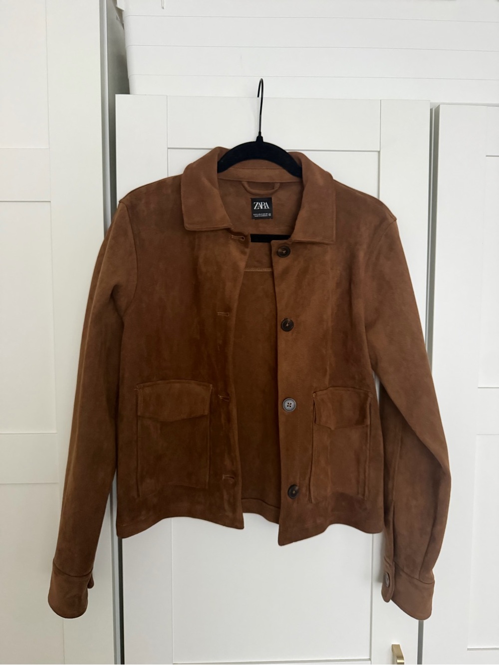 Zara Brown Suede Button-Front Jacket